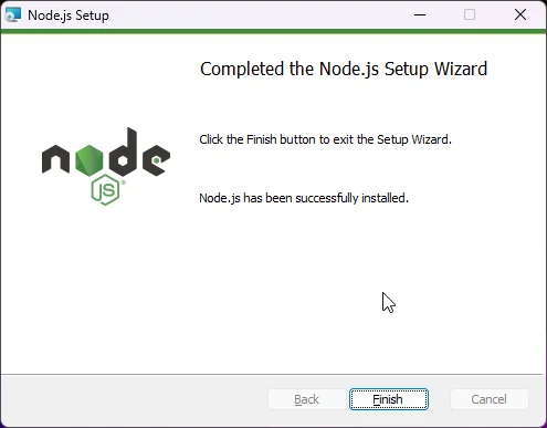 Nodejs setup - finish
