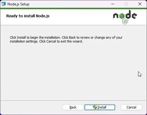Nodejs setup - ready to install