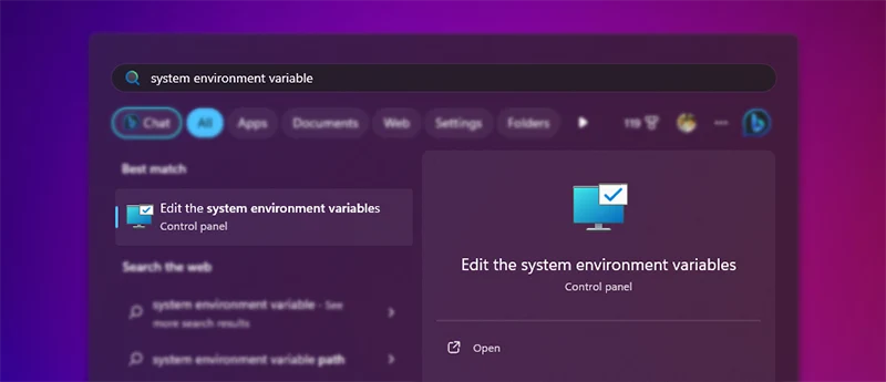 Windows 11 Search acces system environment variables
