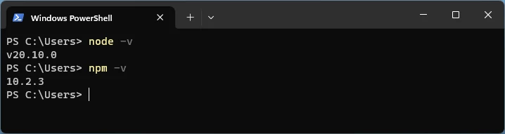 Windows PowerShell testing node - v